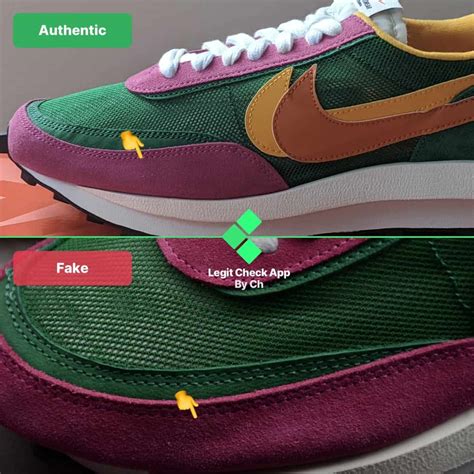 pine green nike sacai real vs fake|Detail comparison between sacai X Nike LDV Waffle Pine Green .